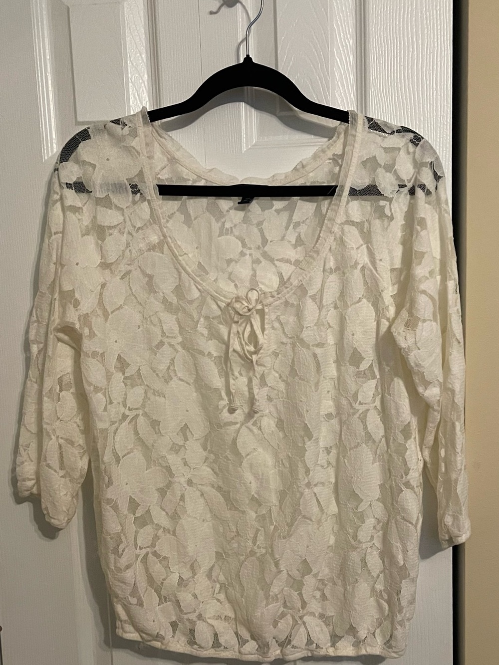 American Eagle Outfitters White Lace Overlay Top